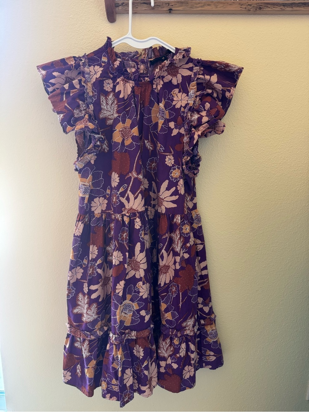 House of Harlow 1960 Purple Floral Ruffle-Tiered Mini Dress